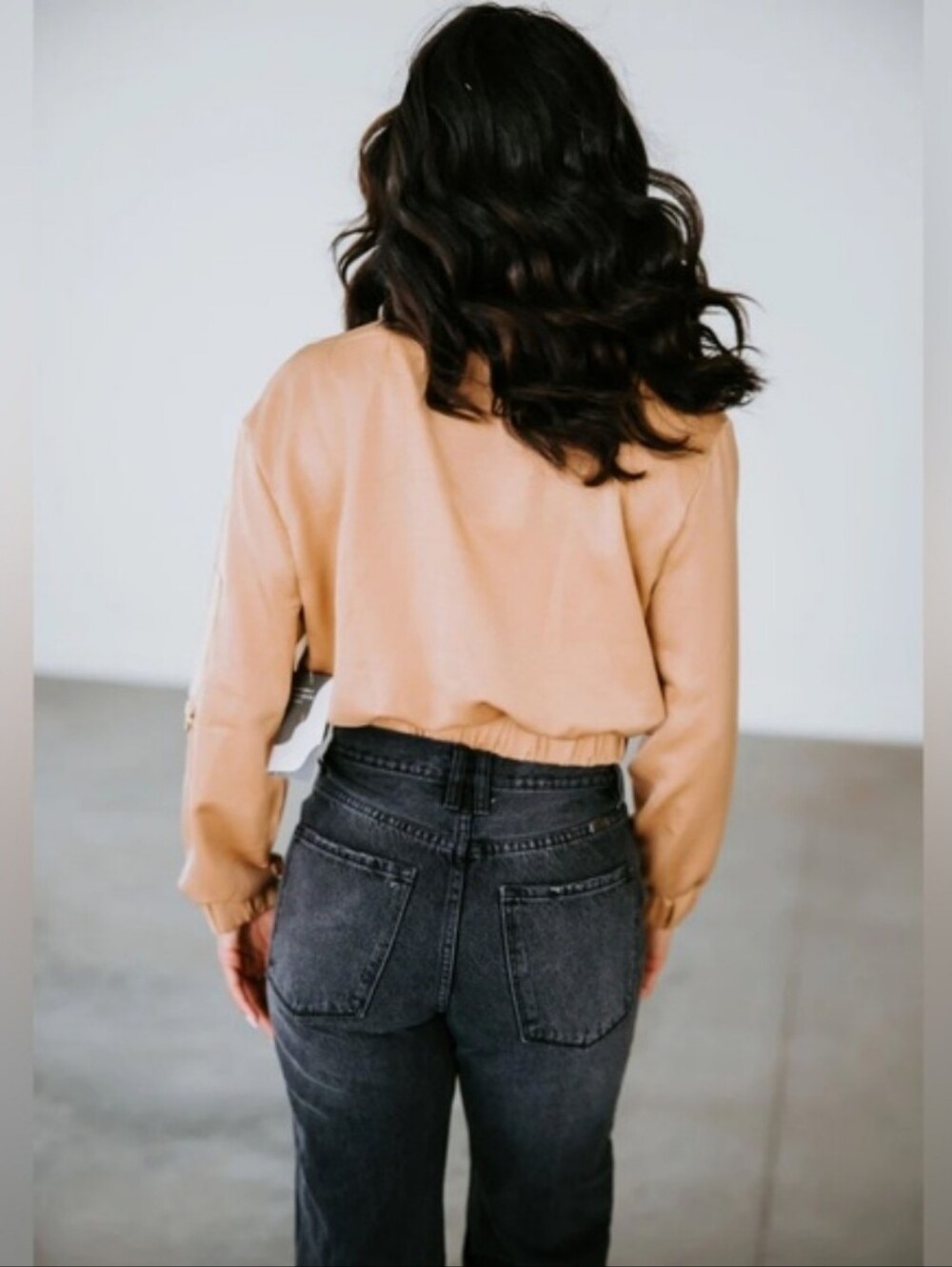 NWT Lovepoem by Block Gianna Satin Bomber Jacket Full Zip rose gold Sz L - Picture 2 of 16